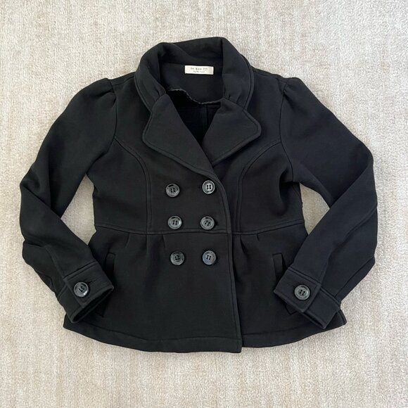 In Box Black Double Breasted Short Coat Jacket S - Picture 1 of 9
